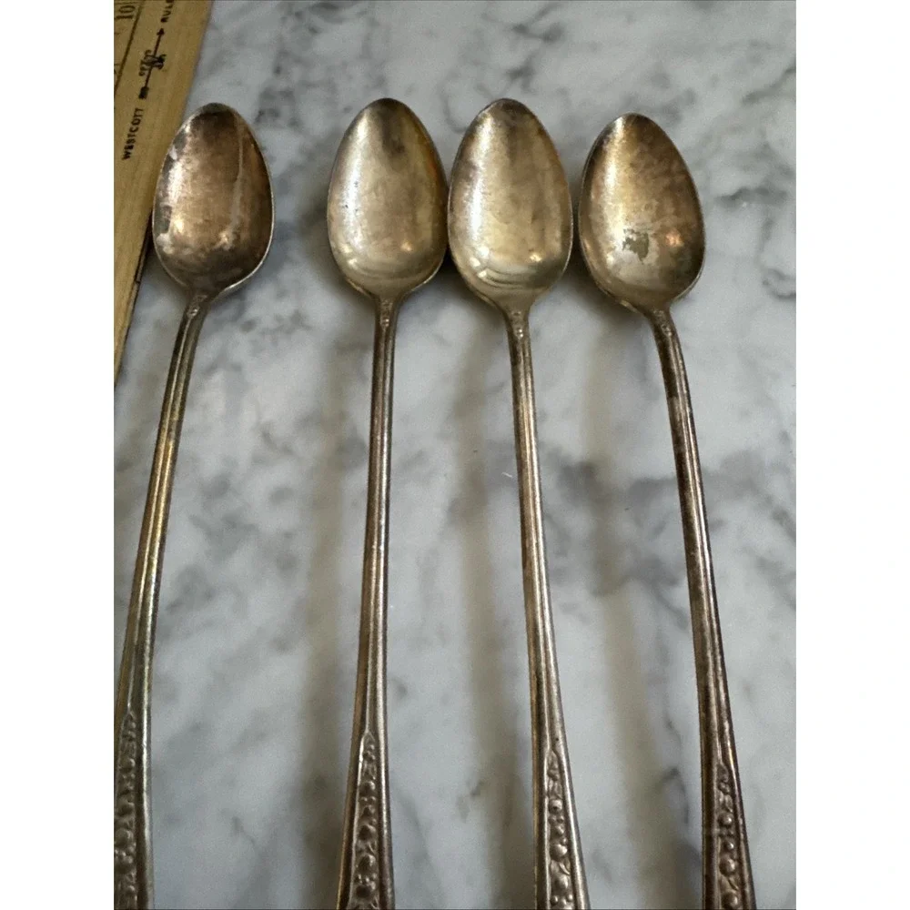 International Silver Plate PRISCILLA LADYANN Set Of 4 Ice Tea Spoons